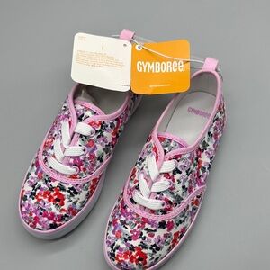 Gymboree Floral Canvas Sneakers Pink Purple White NWT Size 1